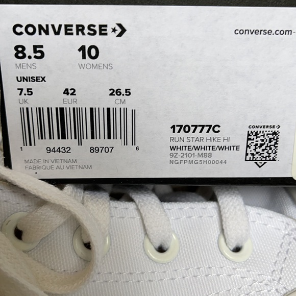 Converse Chuck Taylor All Star Run Star Hike Hi White/White WMNS Triple White - Picture 16 of 16